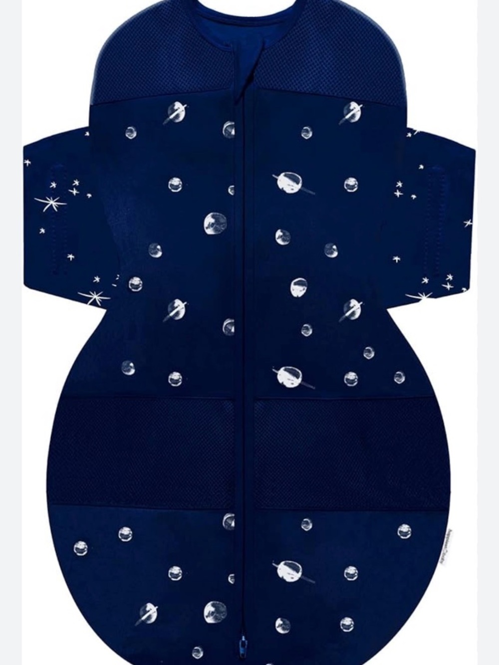 Navy Space-Print Baby One-Piece Swaddle